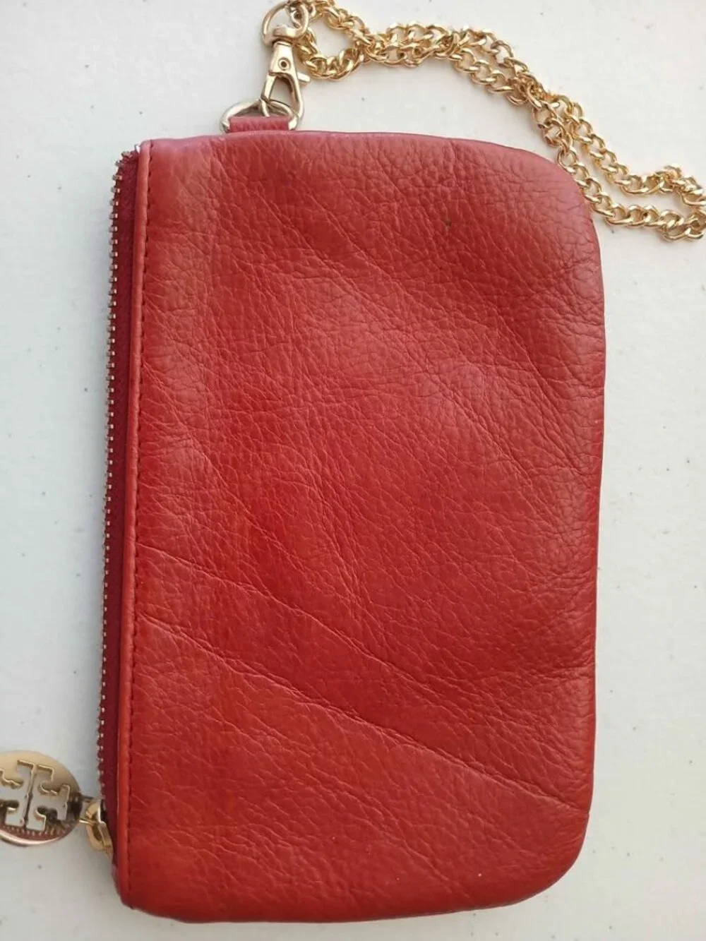 Tory Burch Miller Red Leather Wristlet Pouch